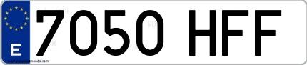 Ejemplo de matrícula española 7050 HFF