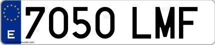 Ejemplo de matrícula española 7050 LMF