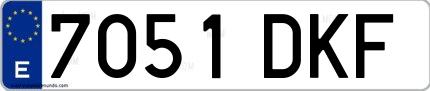 Ejemplo de matrícula española 7051 DKF