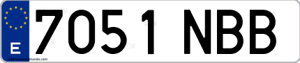 Ejemplo de matrícula de coche ordinaria 7051 NBB