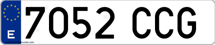 Ejemplo de matrícula de coche ordinaria 7052 CCG