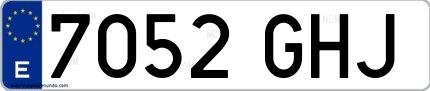 Ejemplo de matrícula española 7052 GHJ