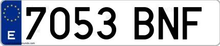 Ejemplo de matrícula española 7053 BNF