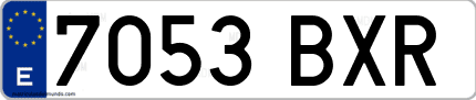 Ejemplo de matrícula de coche ordinaria 7053 BXR