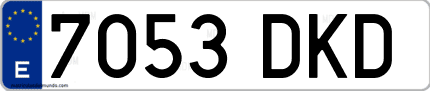 Ejemplo de matrícula de coche ordinaria 7053 DKD