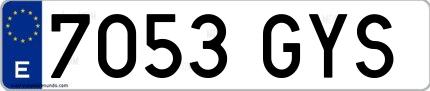 Ejemplo de matrícula española 7053 GYS