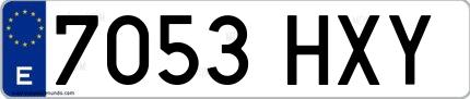 Ejemplo de matrícula española 7053 HXY