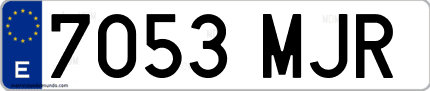 Ejemplo de matrícula de coche ordinaria 7053 MJR