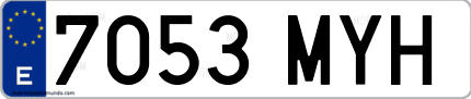 Ejemplo de matrícula de coche ordinaria 7053 MYH