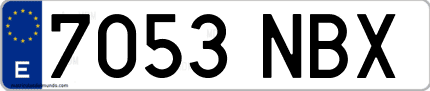 Ejemplo de matrícula de coche ordinaria 7053 NBX