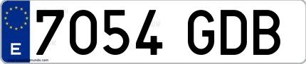 Ejemplo de matrícula española 7054 GDB