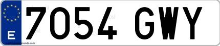 Ejemplo de matrícula española 7054 GWY
