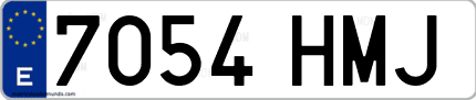 Ejemplo de matrícula de coche ordinaria 7054 HMJ