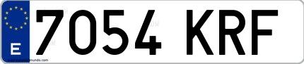 Ejemplo de matrícula española 7054 KRF
