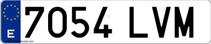 Ejemplo de matrícula española 7054 LVM