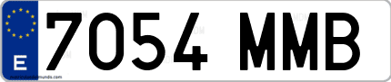 Ejemplo de matrícula de coche ordinaria 7054 MMB