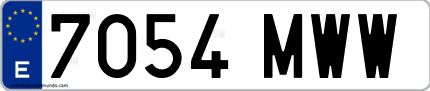 Ejemplo de matrícula de coche ordinaria 7054 MWW