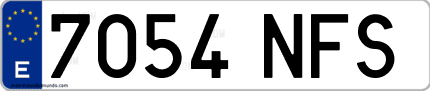 Ejemplo de matrícula de coche ordinaria 7054 NFS