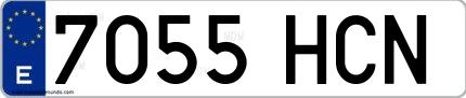 Ejemplo de matrícula española 7055 HCN