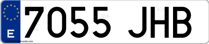 Ejemplo de matrícula de coche ordinaria 7055 JHB