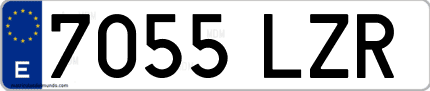 Ejemplo de matrícula de coche ordinaria 7055 LZR