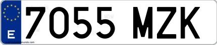 Ejemplo de matrícula española 7055 MZK