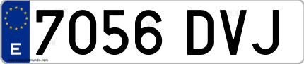 Ejemplo de matrícula de coche ordinaria 7056 DVJ
