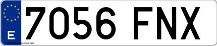 Ejemplo de matrícula española 7056 FNX