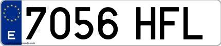 Ejemplo de matrícula española 7056 HFL