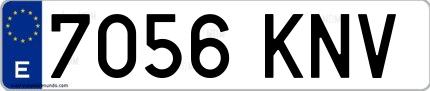Ejemplo de matrícula española 7056 KNV