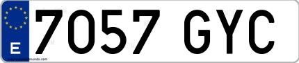 Ejemplo de matrícula española 7057 GYC