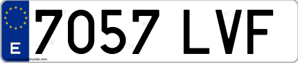 Ejemplo de matrícula de coche ordinaria 7057 LVF
