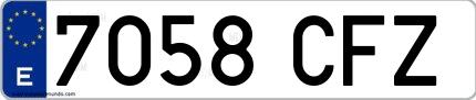 Ejemplo de matrícula española 7058 CFZ