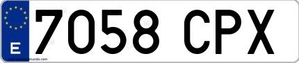 Ejemplo de matrícula española 7058 CPX