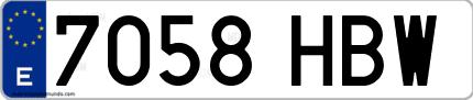 Ejemplo de matrícula de coche ordinaria 7058 HBW
