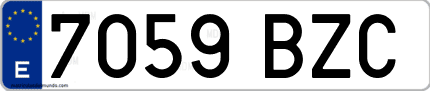 Ejemplo de matrícula de coche ordinaria 7059 BZC