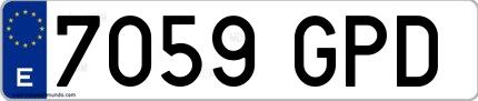 Ejemplo de matrícula española 7059 GPD