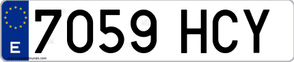 Ejemplo de matrícula de coche ordinaria 7059 HCY