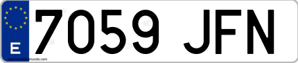 Ejemplo de matrícula de coche ordinaria 7059 JFN