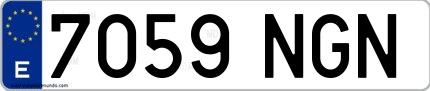 Ejemplo de matrícula española 7059 NGN