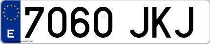 Ejemplo de matrícula española 7060 JKJ
