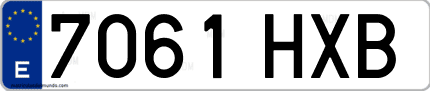 Ejemplo de matrícula de coche ordinaria 7061 HXB