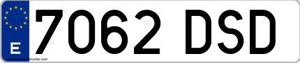 Ejemplo de matrícula de coche ordinaria 7062 DSD