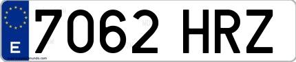 Ejemplo de matrícula española 7062 HRZ