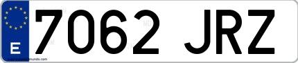 Ejemplo de matrícula española 7062 JRZ