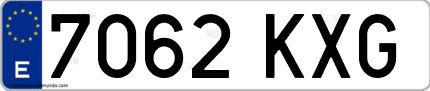 Ejemplo de matrícula de coche ordinaria 7062 KXG