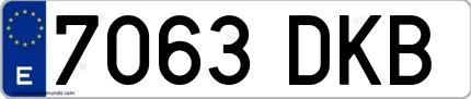 Ejemplo de matrícula española 7063 DKB
