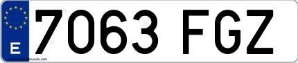 Ejemplo de matrícula española 7063 FGZ