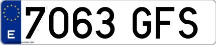 Ejemplo de matrícula española 7063 GFS