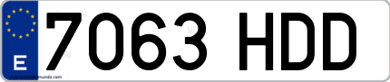 Ejemplo de matrícula de coche ordinaria 7063 HDD